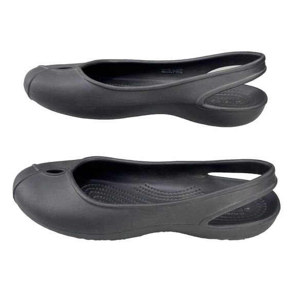 Crocs Sling Back Ballet Flats WMNS Sz 10 Black Olivia II Iconic Comfort Rubber - Picture 5 of 13